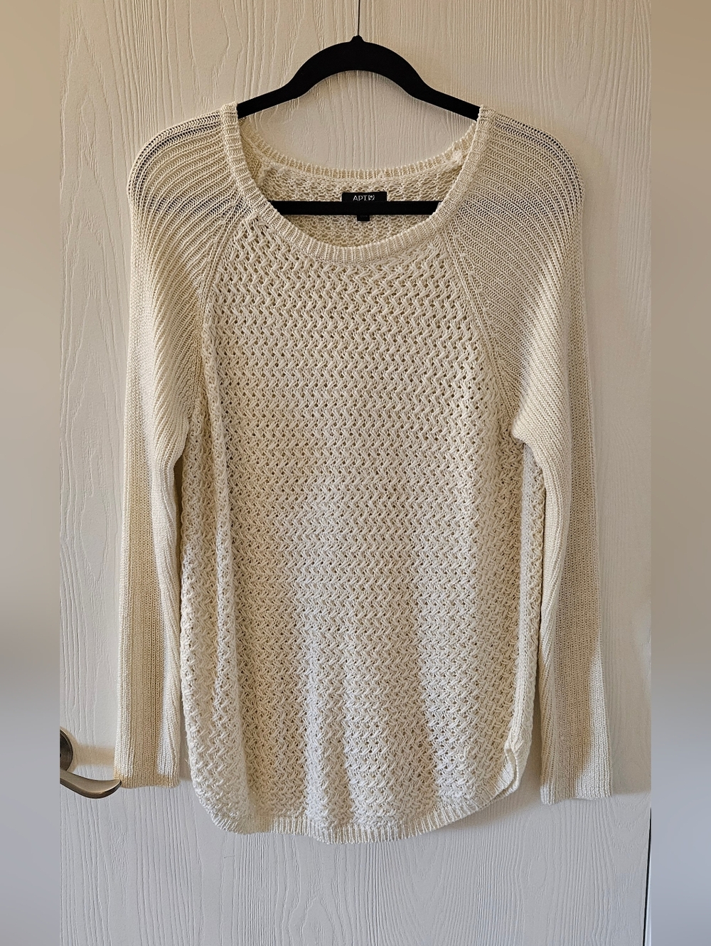 Apt. 9 Cream Open-Weave Scoop Neck Sweater